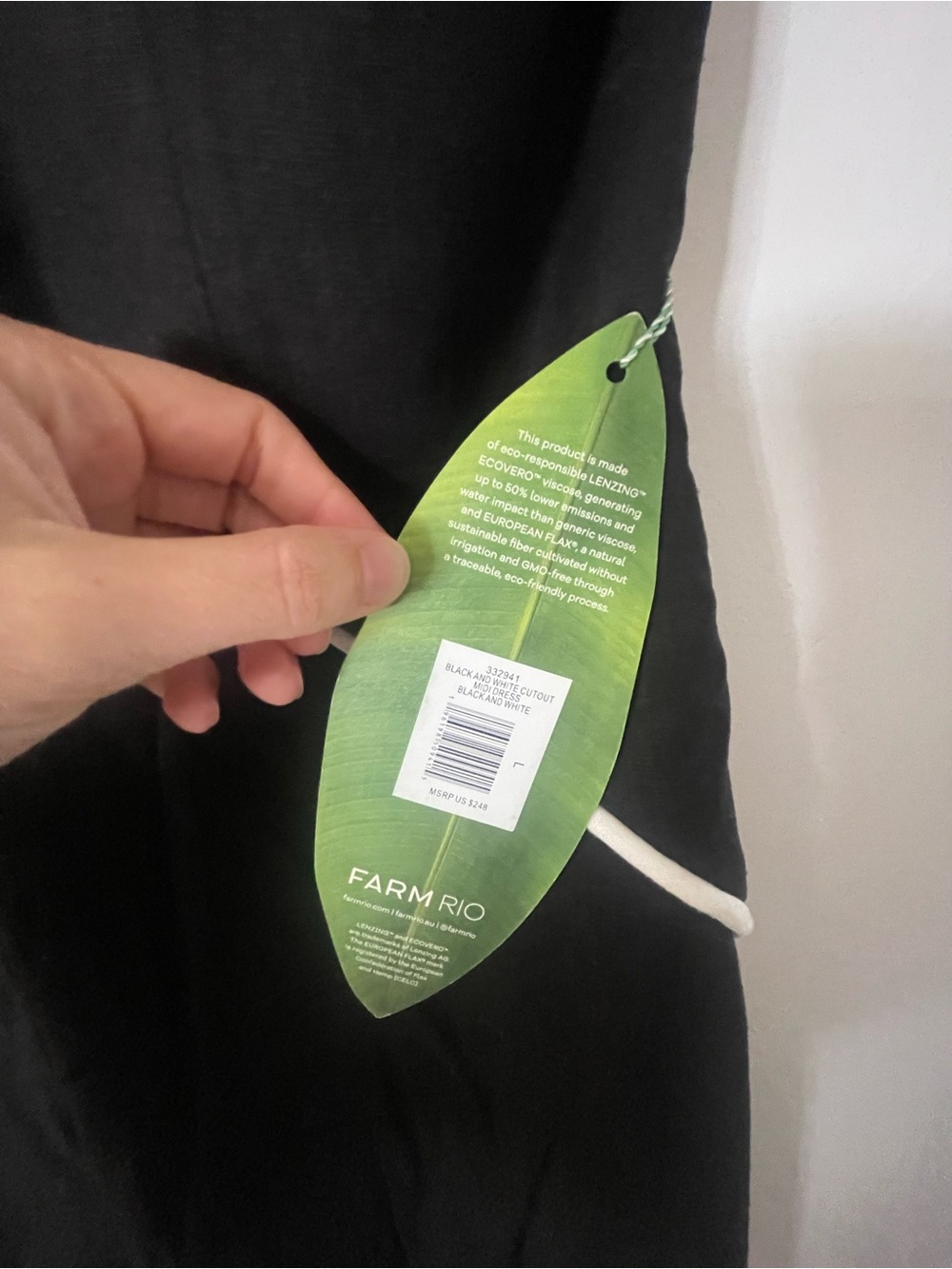 FARM Rio Black Midi Dress with White Piping - Picture 5 of 5
